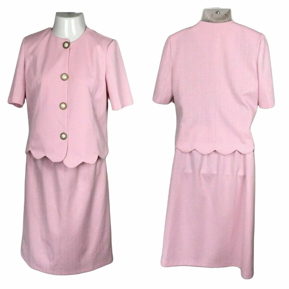 Pablo Collection Vintage Blazer & Skirt Classy Outfit Suit Set ~ Sz 10 ~ Pink